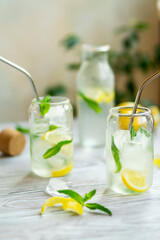 lemonade with lemon and mint
