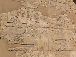 Fototapeta na wymiar ancient egyptian hieroglyphics at karnak temple
