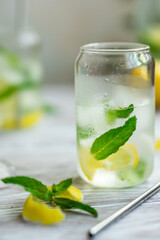 refreshing cocktail with lemon and mint
