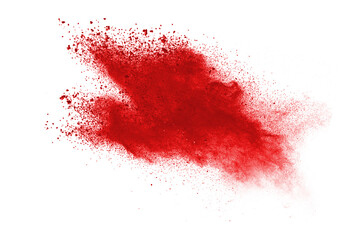 Launched red powder on white background.