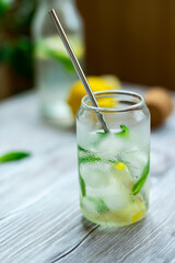 mojito cocktail on wooden table