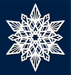 Laser cutting template. Die cut Christmas star. Snowflake Mandala. Doily lace. Oriental pattern, vector illustration. Paper cutout snowflakes motifs. Stencil