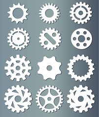 Machine Gear Wheel Cogwheel Vector. Template of gears suitable for laser cutting. Laser cut steampunk pattern. Paper cutout or wood art. 