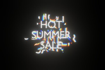 Neon sign Hot summer sale Glitching Effects 3D rendering