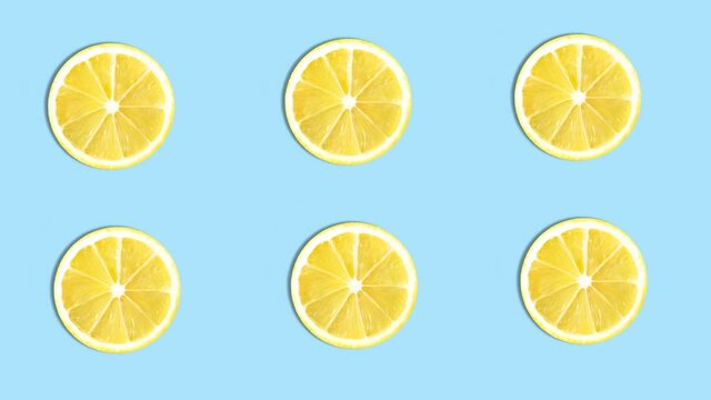 4k. Abstract background. Lemon pattern motion graphics. Summer pattern. Horizontal view. 3840x2160.