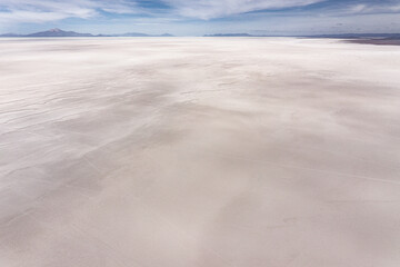 Aerial morning Gigapan 360 panoramic over Uyuni salar. South of Bolivia. 
