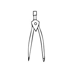 Doodle geometry compass icon in vector. Hand drawn geometry compass icon in vector