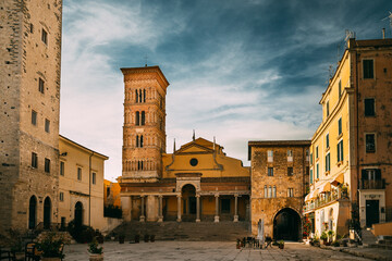 Terracina, Italy. Famous Landmark Terracina Cathedral dedicated to Saint Caesarius of Terracina and formerly to Saint Peter