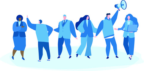 Business team, Hackathon event ,Team of programmers, web developers, Vector illustration for web banner, infographics, mobile. designers, project managers collaborate on software project objectives. 