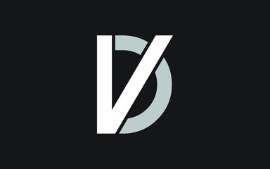 DV or VD Letter Initial Logo Design, Vector Template