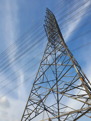 High voltage pole.High voltage AC transmission towers.