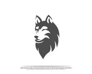 Head wolf face view logo, symbol design illustration