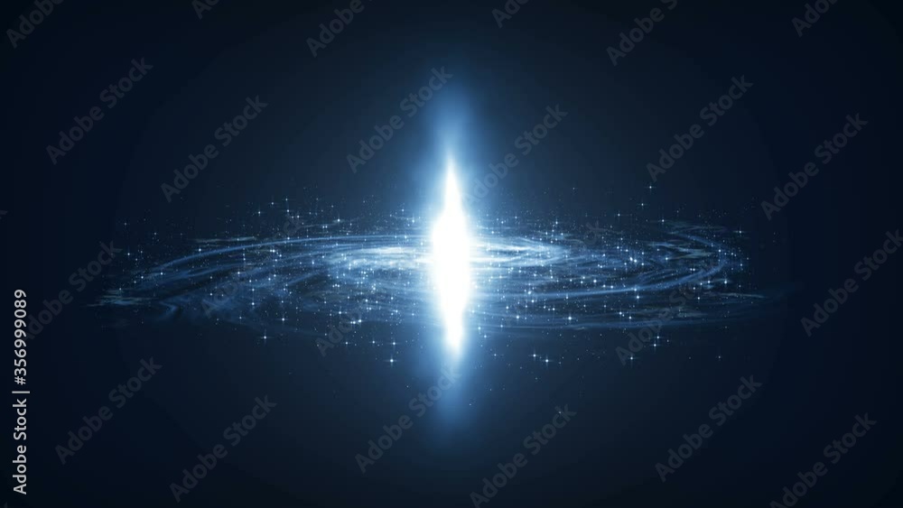 Wall mural bright mystical galaxy with nebulae in front of the camera, 3d animation