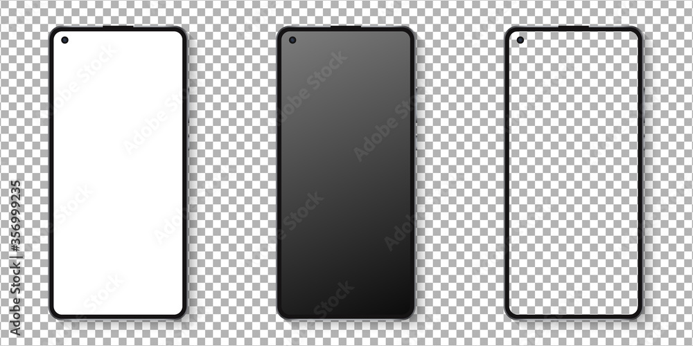 Poster realistic smartphone display mockup set. smartphone mockup isolated on transparent background. reali