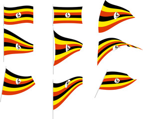 Vector Illustration of Set with Uganda Flag