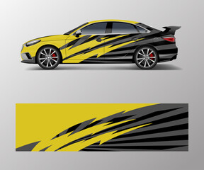 wrap design for custom sport car. Sport racing car wrap decal and sticker design.