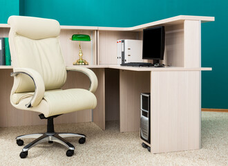 workplace with computer in modern office