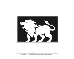 elegance Simple stand lion in black square logo symbol design illustration