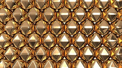 pattern of metal mirror shapes 3d render