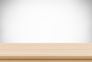 Empty wood table top on gray background, Template mock up for display of product