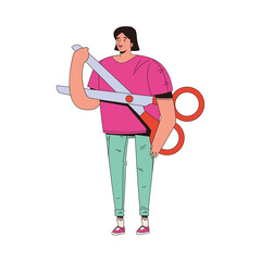 young woman female with scissors