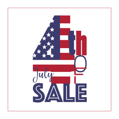 The 4th of July Sale banner with white background