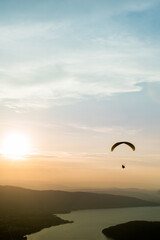 paraglider over the sunset