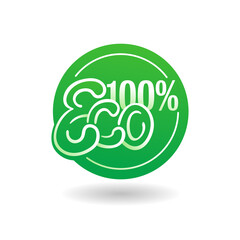 100 ECO sticker for natural poducts (nutrition, cosmetics, food, technology) - vector isolated element 