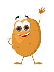 Funny Potato with eyes on white background