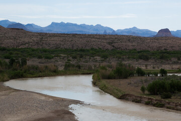 Distant mountains and Rio Grand River.
