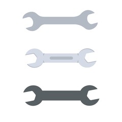 Open-end wrench. Flat, flat with shading and iconic. Vector U-shaped double-ended spanner illustration.