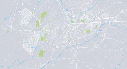 Urban vector city map of Peshawar, Pakistan