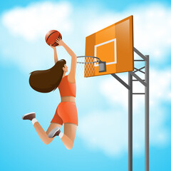Woman playing basketball