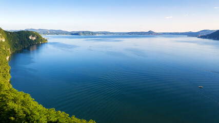 Aerial view of the Lake Maggiore, near Varese, Italy.