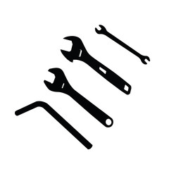 Hex, spanner and furniture key for repair. Vector image.
