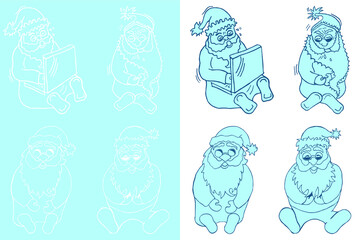 dwarfs cartoon outline hand drawing vector