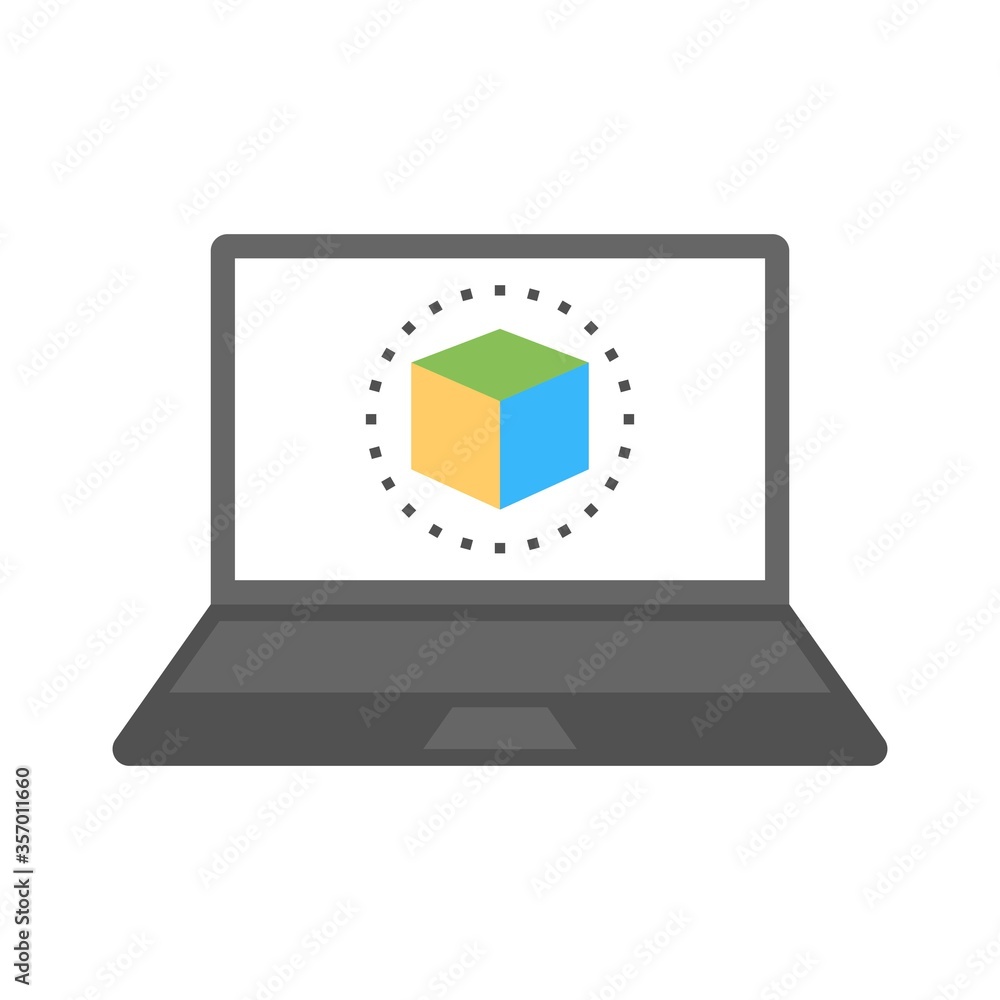 Fototapete three dimensional computer graphics icon. flat design style.