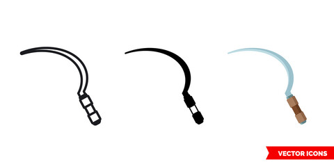 Sickle icon of 3 types. Isolated vector sign symbol.