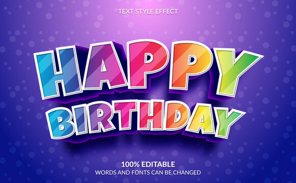 Editable Text Effect, 3D Happy Birthday Text Style