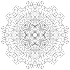 Hand drawn zentangle mandala for coloring page.