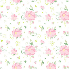 seamless vintage flower pattern on white background