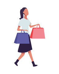 young woman fashion wear with shopping bags character