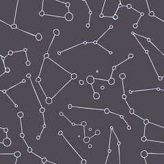 Seamless abstract vector pattern simple stars constellations on a night sky background. The design is perfect for wallpaper, backgrounds, wrapping paper, sheets, clothes, stationary and decorations. 
