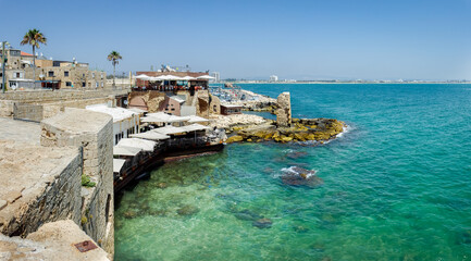 Beautiful view from above at the marina in the Old City of Akko.