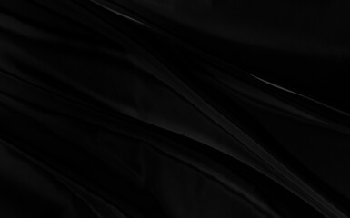 Fototapeta premium Black gray satin dark fabric texture luxurious shiny that is abstract silk cloth background with patterns soft waves blur beautiful.