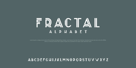 Simple classic LINE font vector illustration of alphabet letters.