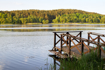 wooden bridge over the river