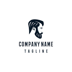 Bearded man logo design template. Awesome a bearded man logo. A bearded man silhouette logotype.