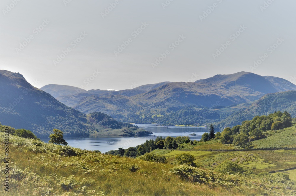 Wall mural lake district mountain landscape with lake and mountains