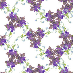 Flowers, illustration, seamless pattern, watercolor - 357021882